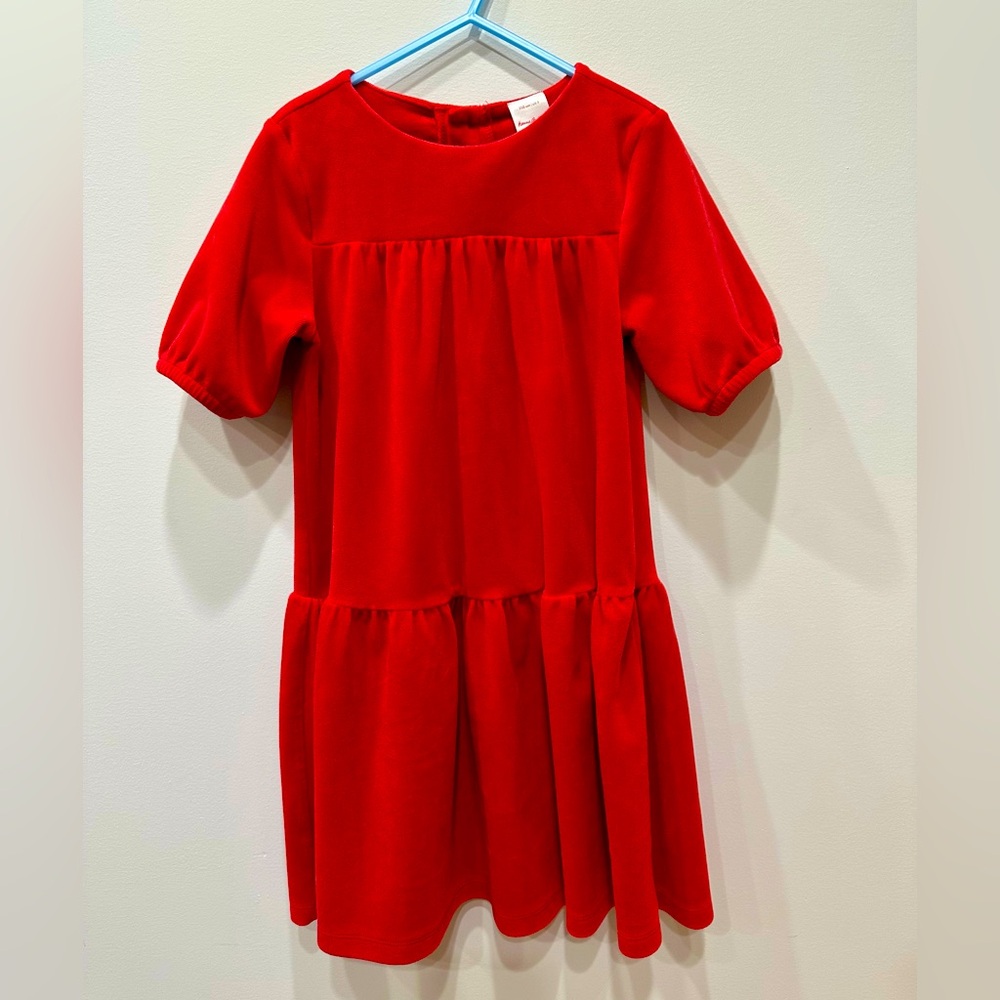 Girls Hanna Andersson velvety red short-sleeve dress size 5